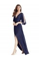 Purchase Long Sleeveless V-Neck Trumpet Soft Chiffon Tie Back Maxi Evening Dress Canada
