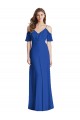 Purchase Long Cold Shoulder Spaghetti Straps Trumpet Soft Chiffon V-Back Maxi Evening Dress Canada