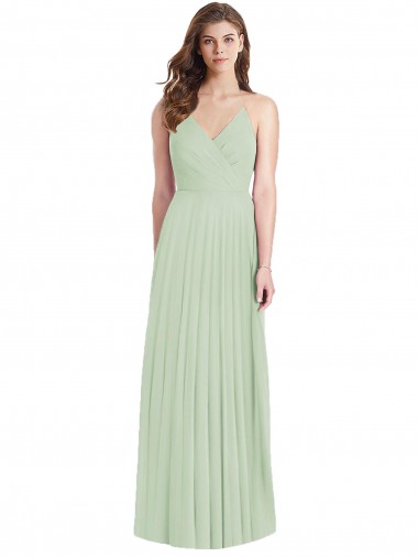 Purchase Long Cold Shoulder Spaghetti Straps Trumpet Soft Chiffon Maxi Evening Dress Canada