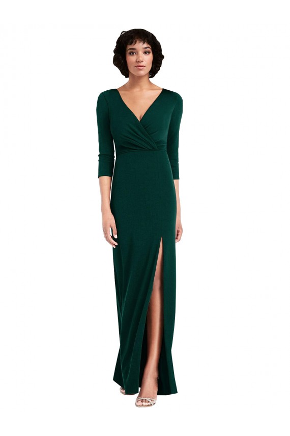 Purchase Long Long Sleeves V-Neck Trumpet Spandex Maxi Evening Dress Canada