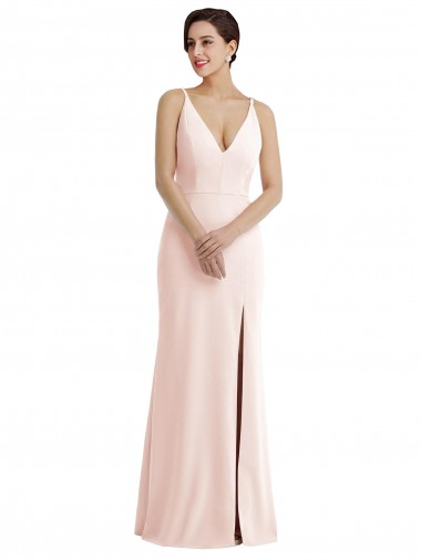 Purchase Long Sleeveless V-Neck Trumpet Stretch Crepe Evening Dress Canada