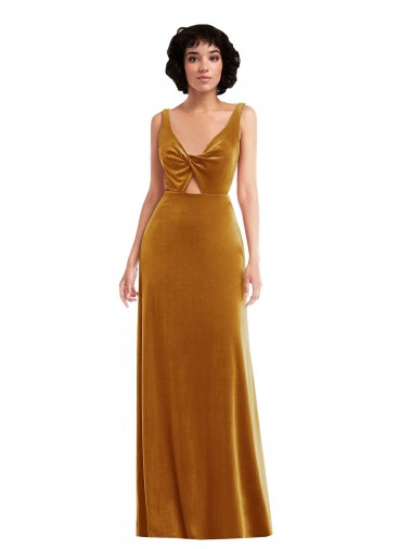 Purchase Long Sleeveless V-Neck Trumpet Stretch Velvet Maxi Evening Dress Canada