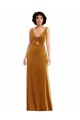 Purchase Long Sleeveless V-Neck Trumpet Stretch Velvet Maxi Evening Dress Canada