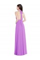 Purchase Long Sleeveless Halter Neck A-Line Soft Chiffon Violet Maxi Evening Dress Canada