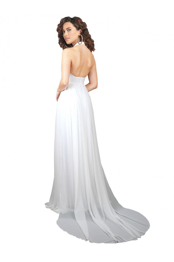 Purchase Sweep Train Sleeveless V-Neck A-Line Soft Chiffon Semi Formal Evening Dress Canada