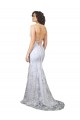 Purchase Long Sleeveless V-Neck Mermaid Stretch Crepe & Sequin Tulle White Evening Dress Canada