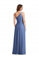 Purchase Long Sleeveless One Shoulder A-Line Soft Chiffon Windsor Blue Maxi Evening Dress Canada